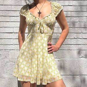 Urban Outfitters Milkmaid Mini Dress XS Floral Puff Sleeve Coquette Cottagecore